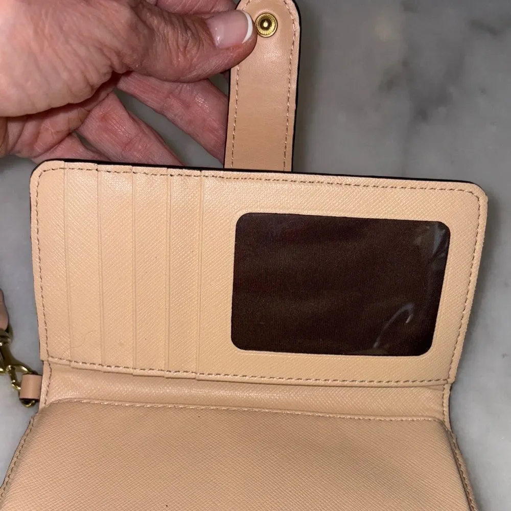 Coach Wallet Signature Logo Coated Canvas Slim Brown Tan Black Designer